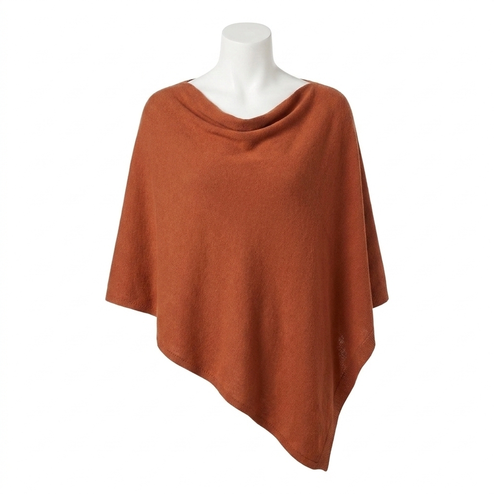 NEW COCO + CARMEN asymmetrical lightweight poncho in rust